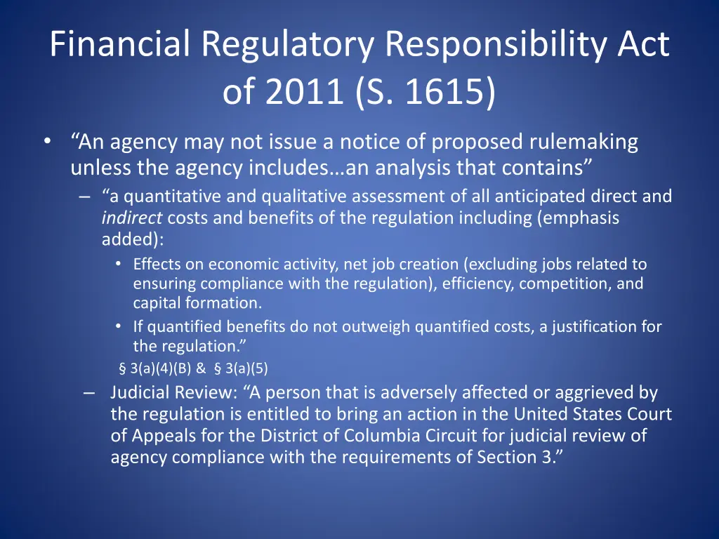 financial regulatory responsibility act of 2011 1