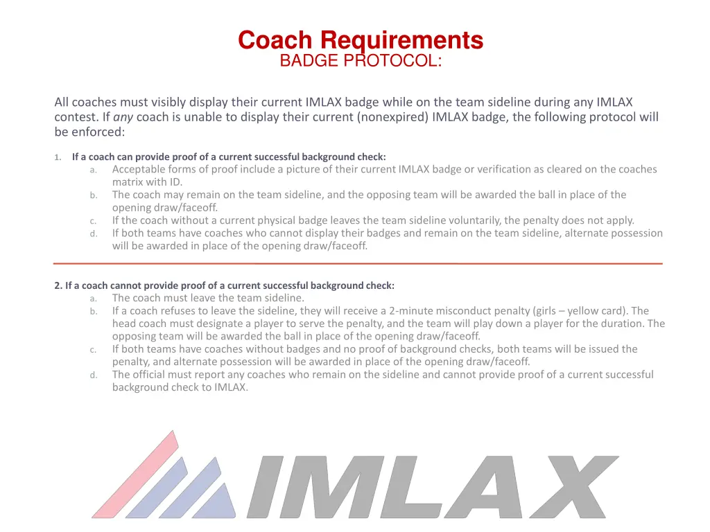 coach requirements badge protocol