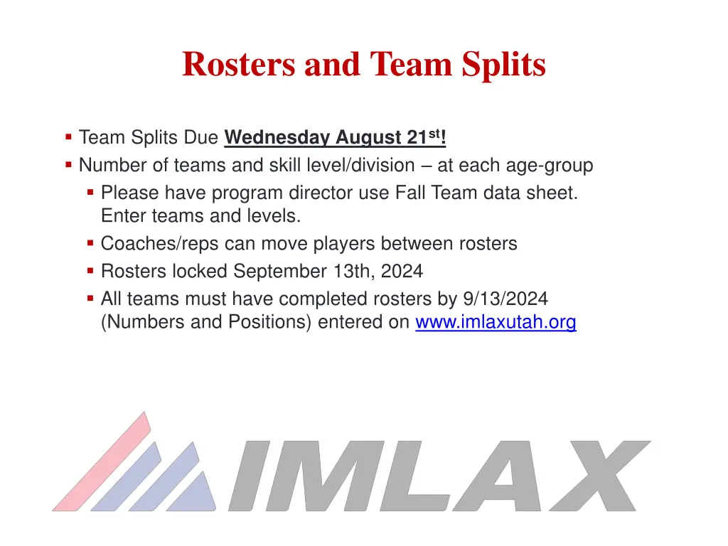 rosters and team splits