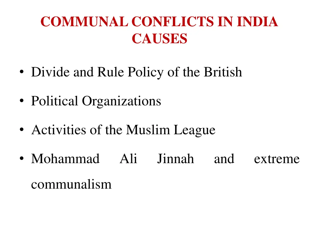 communal conflicts in india causes