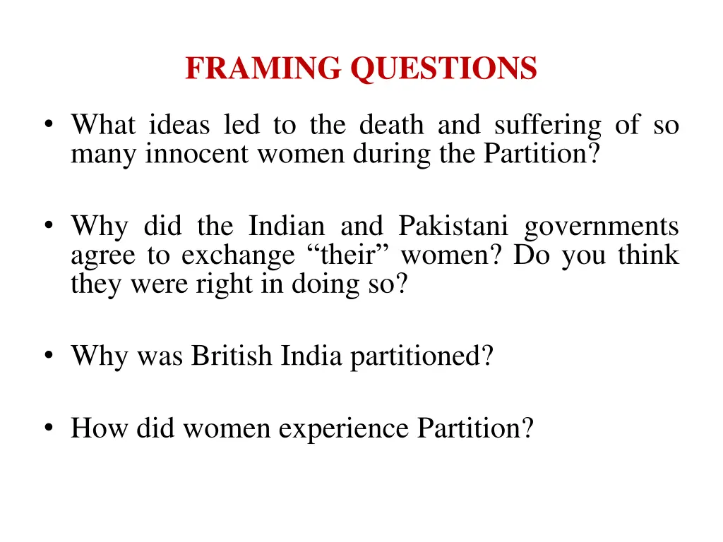 framing questions