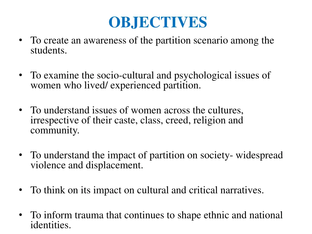 objectives