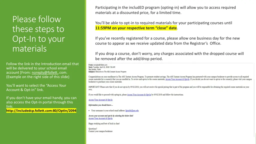participating in the included program opting