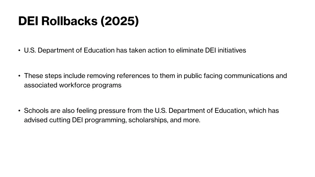 dei rollbacks 2025 2