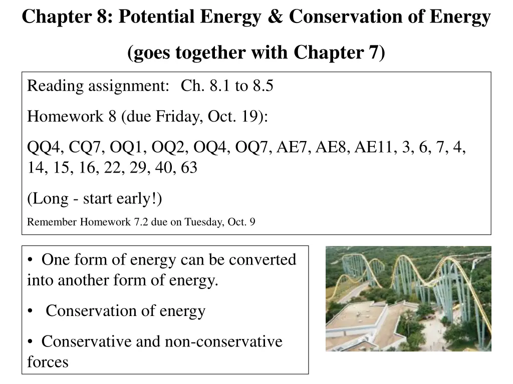 chapter 8 potential energy conservation of energy