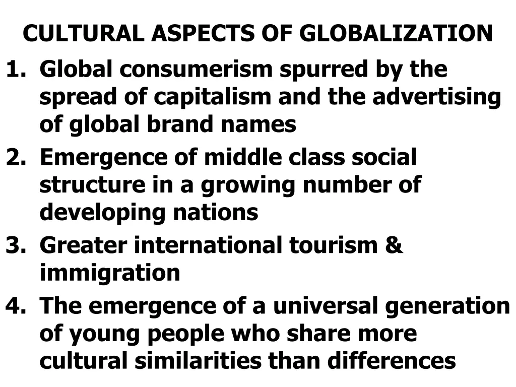 cultural aspects of globalization 1 global