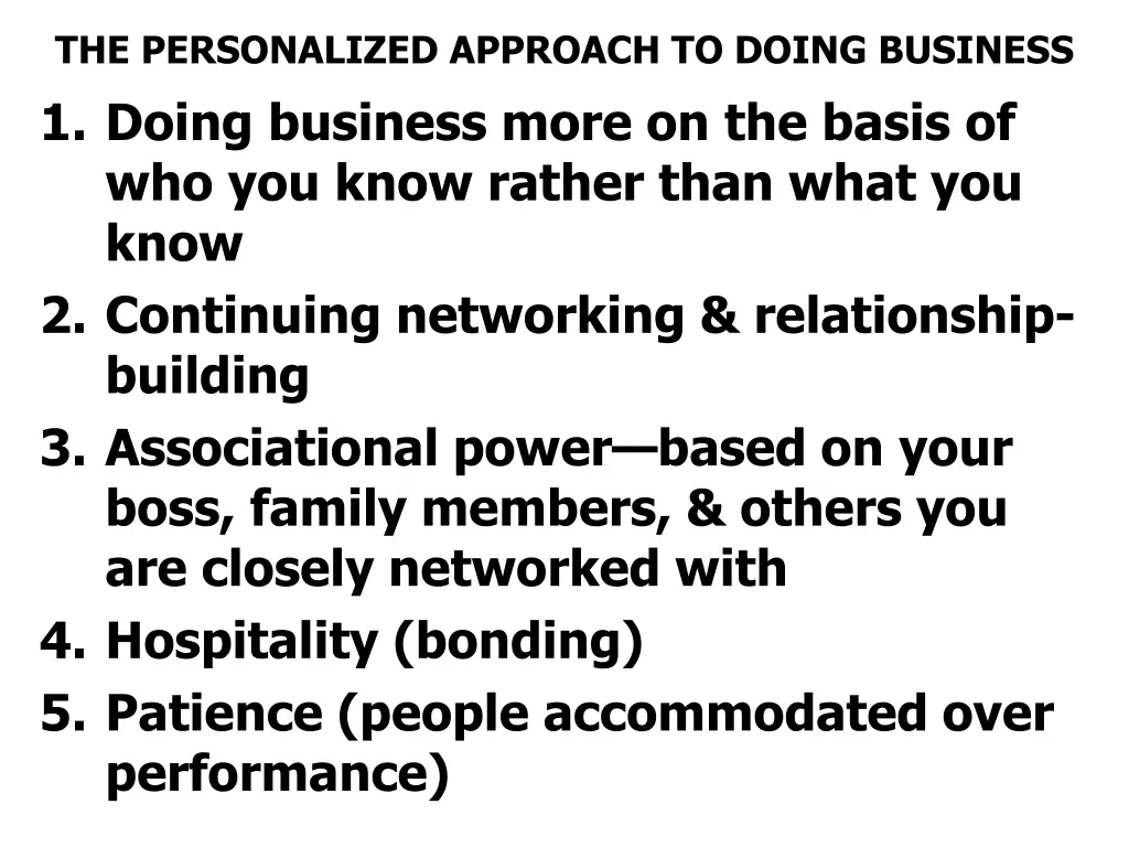 the personalized approach to doing business