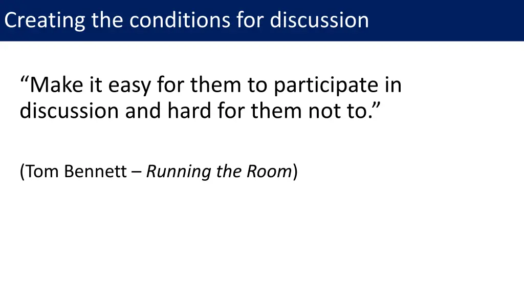creating the conditions for discussion 1