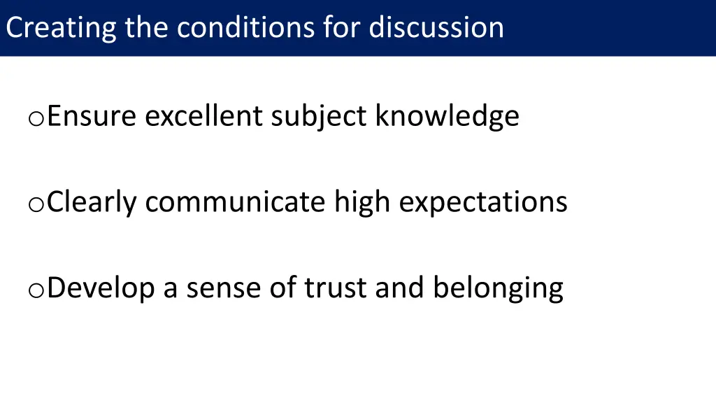 creating the conditions for discussion 2