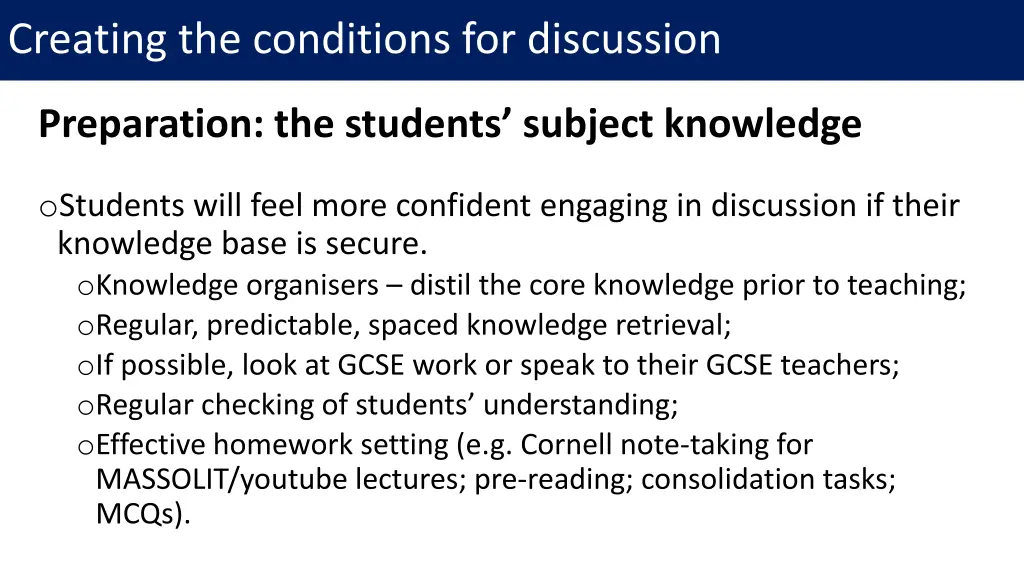 creating the conditions for discussion 4