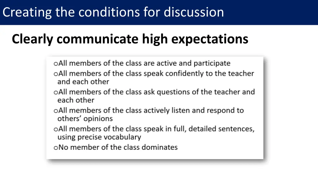 creating the conditions for discussion 5