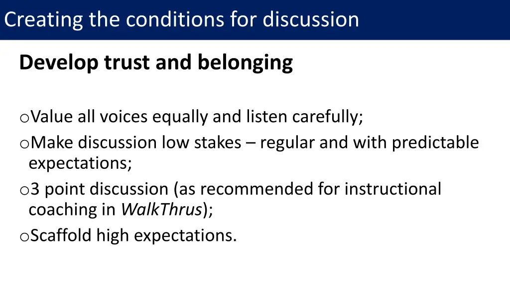 creating the conditions for discussion 6