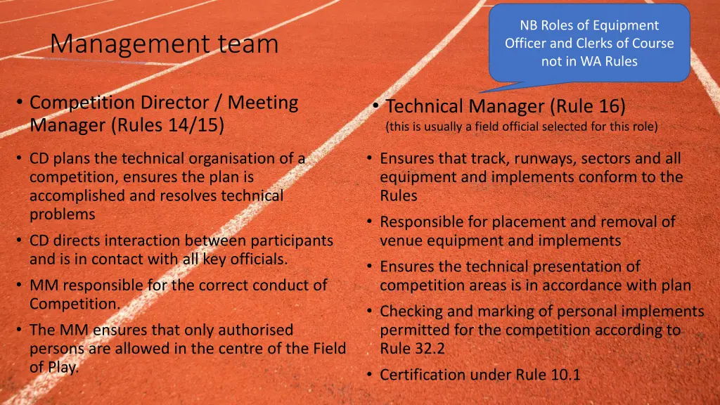 nb roles of equipment officer and clerks