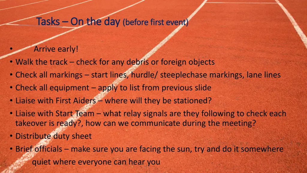 tasks tasks on the day on the day before first