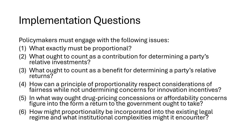 implementation questions