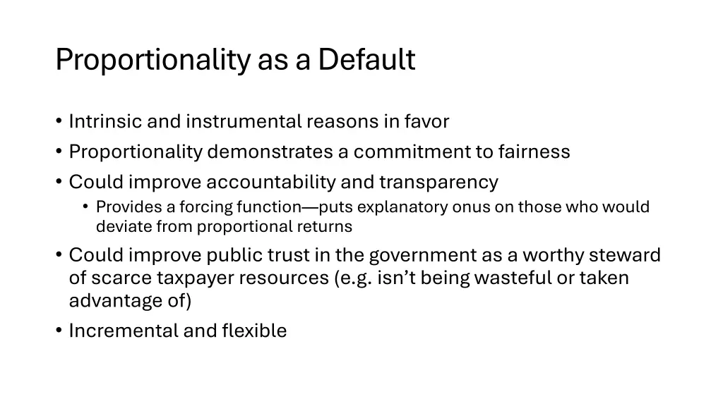 proportionality as a default