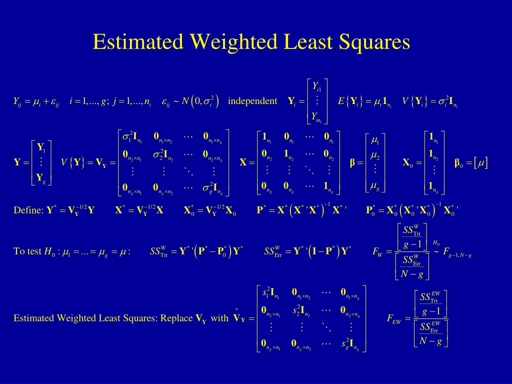 estimated weighted least squares