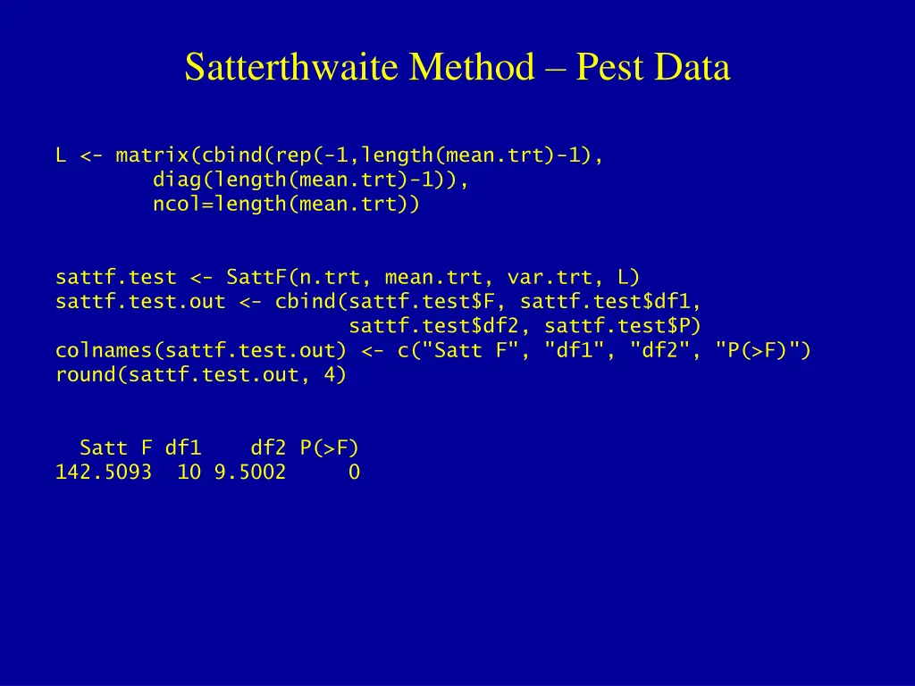 satterthwaite method pest data 1