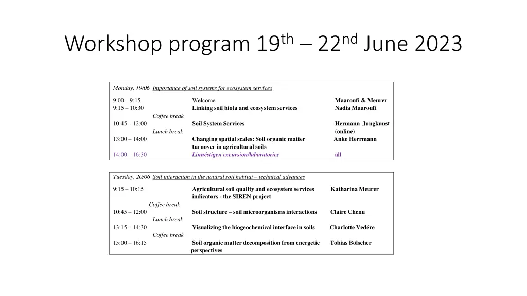 workshop program 19 th 22 nd june 2023 1