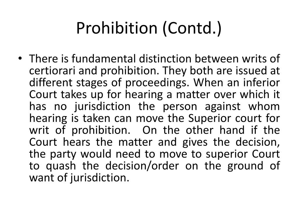 prohibition contd