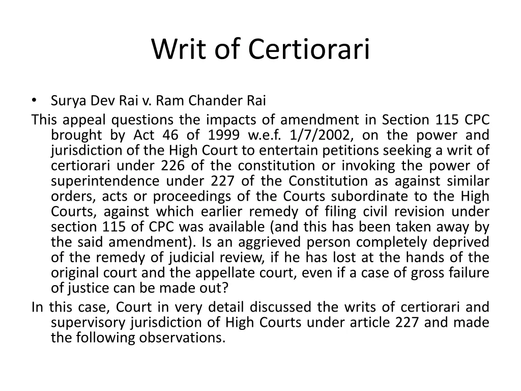 writ of certiorari