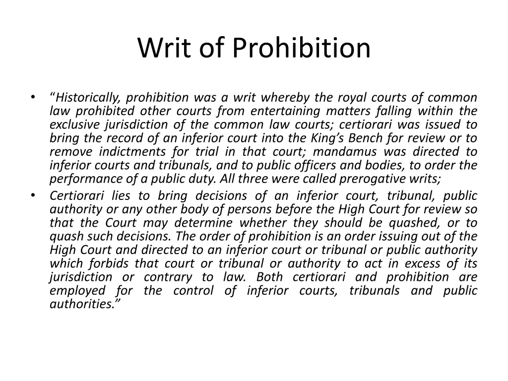 writ of prohibition