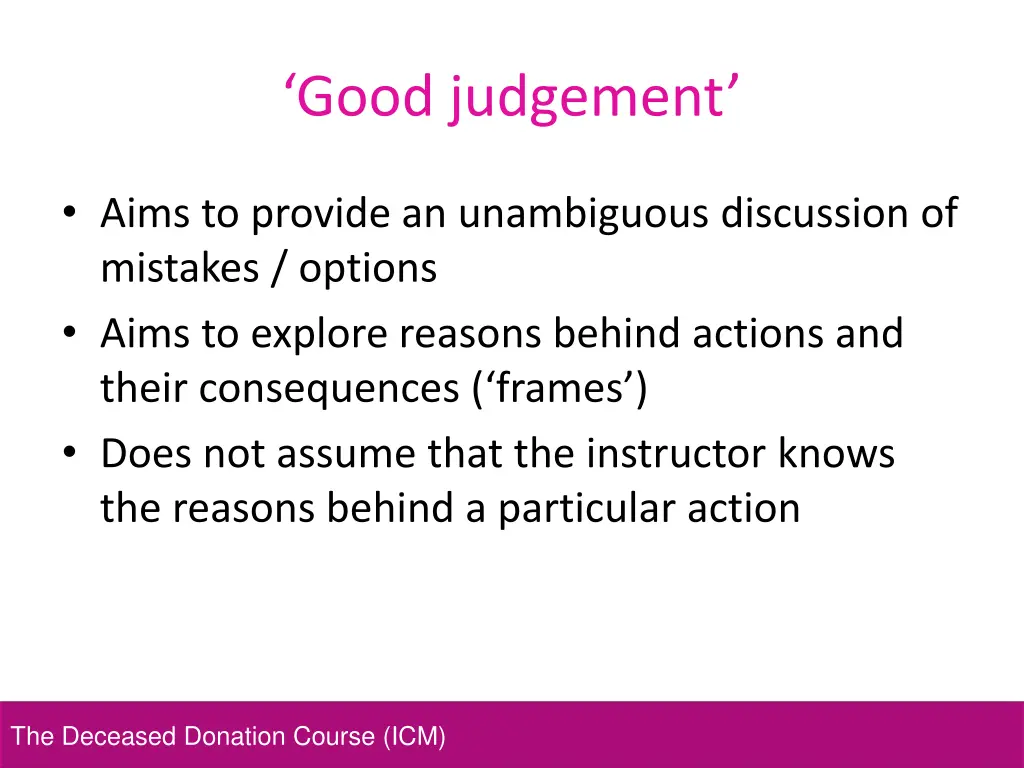 good judgement
