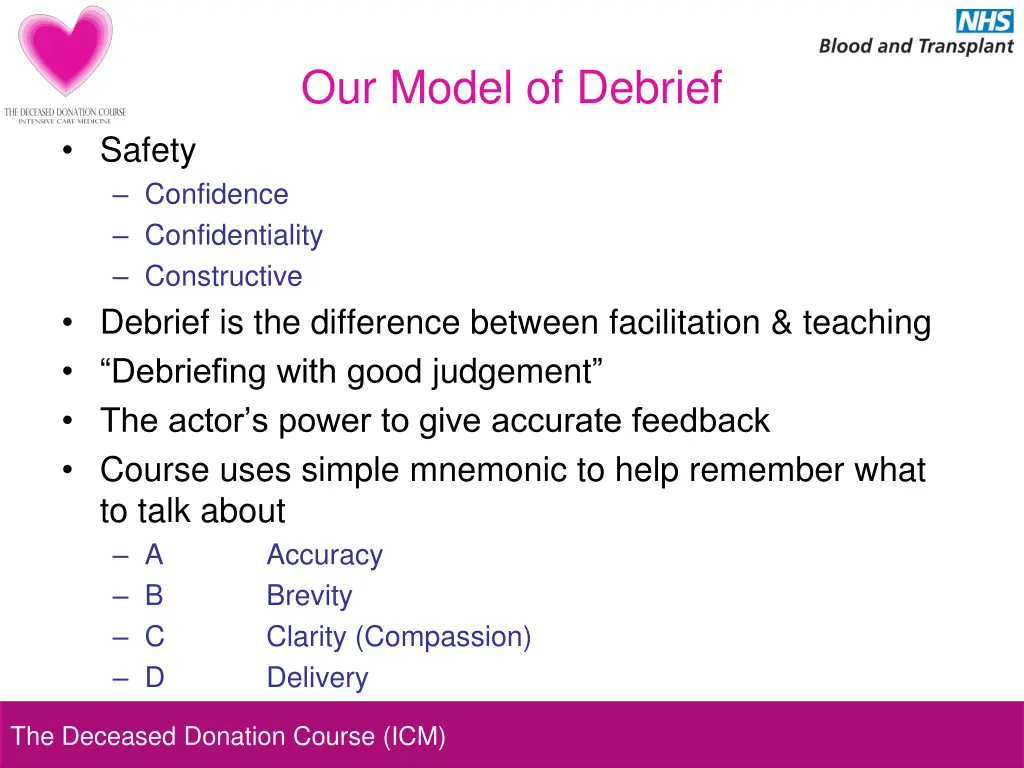 our model of debrief