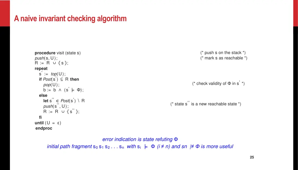 a naive invariant checking algorithm 1
