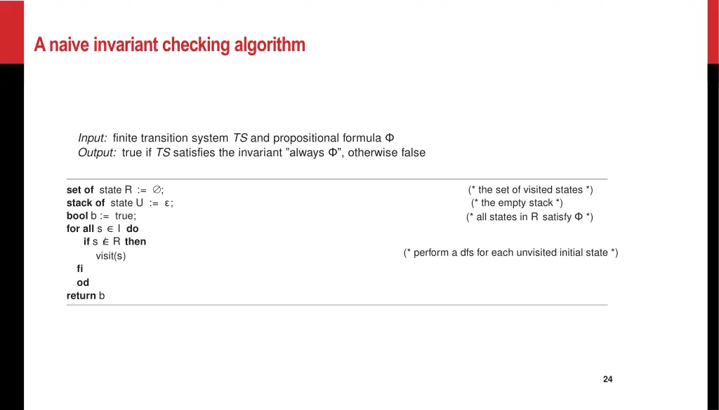 a naive invariant checking algorithm