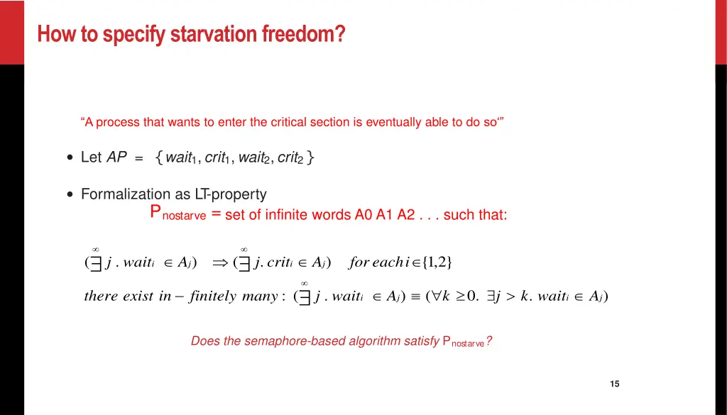 how to specify starvation freedom