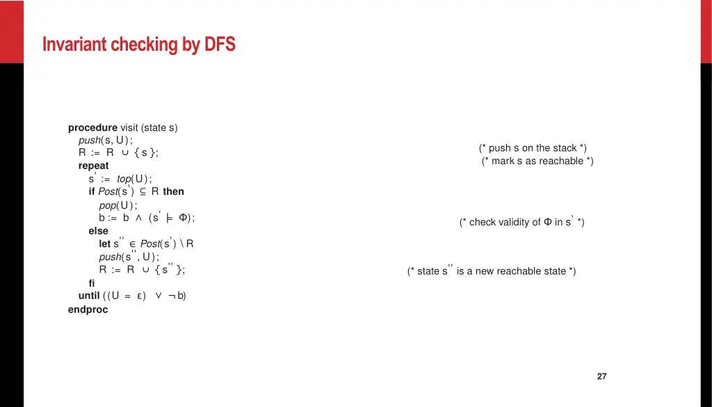 invariant checking by dfs 1
