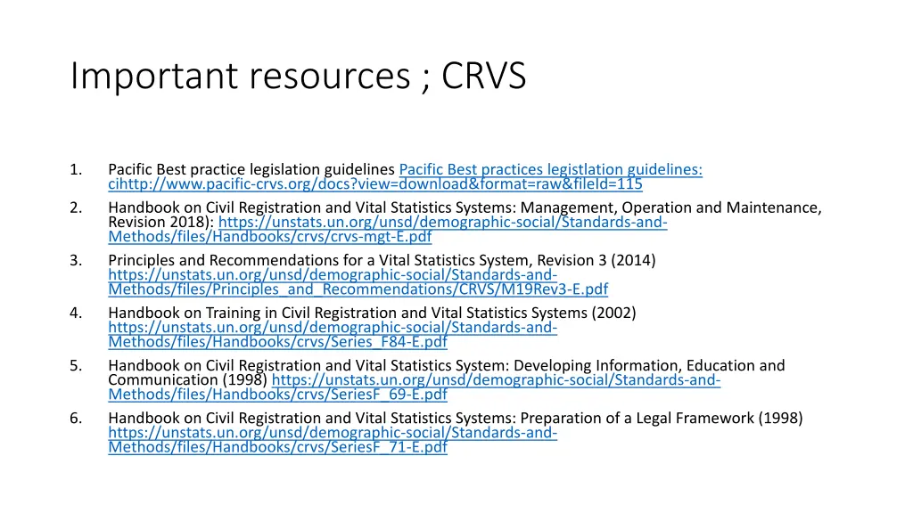important resources crvs