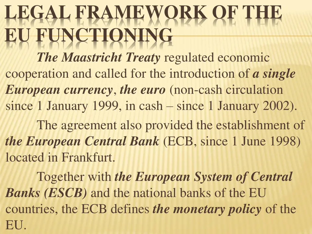 legal framework of the eu functioning