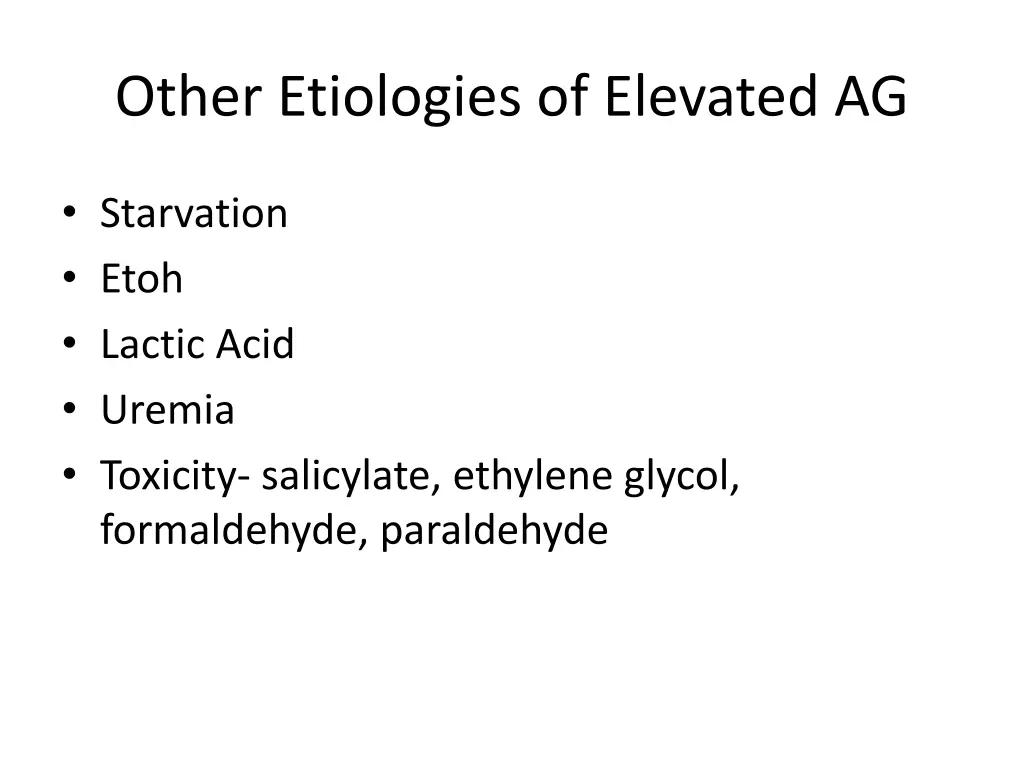 other etiologies of elevated ag