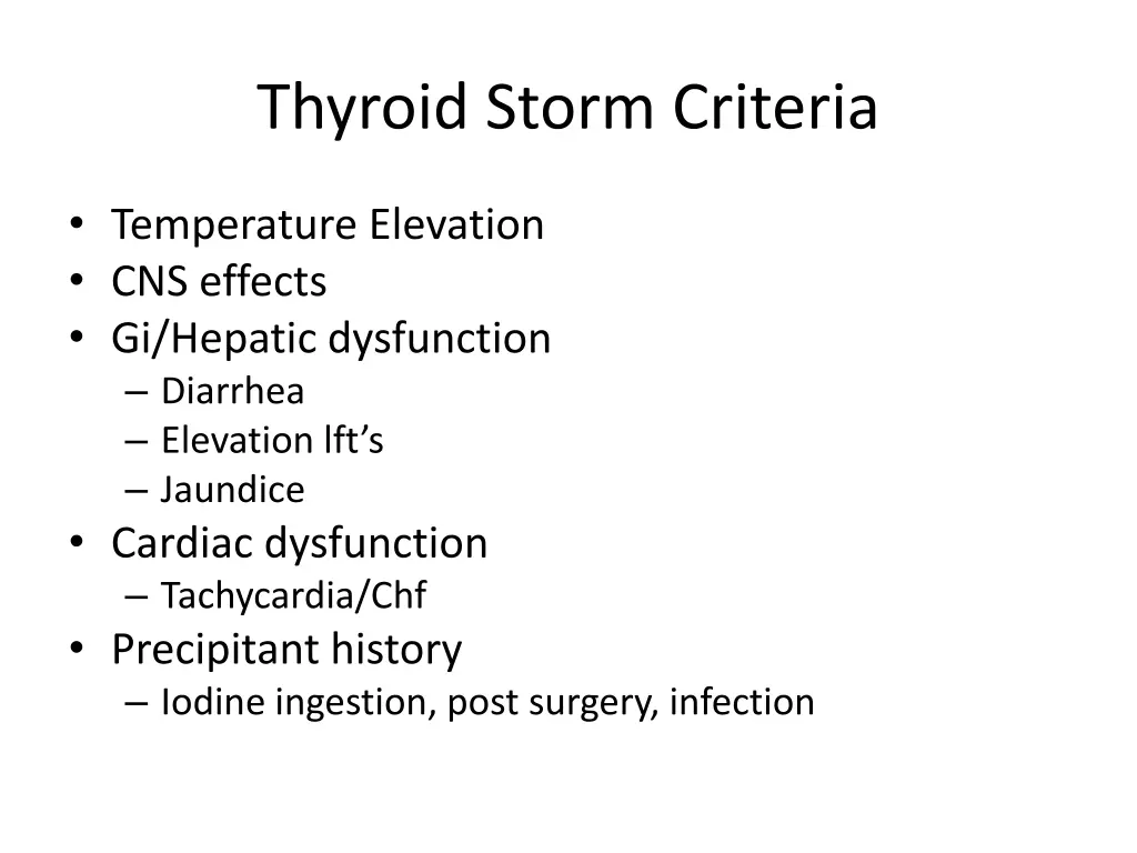 thyroid storm criteria