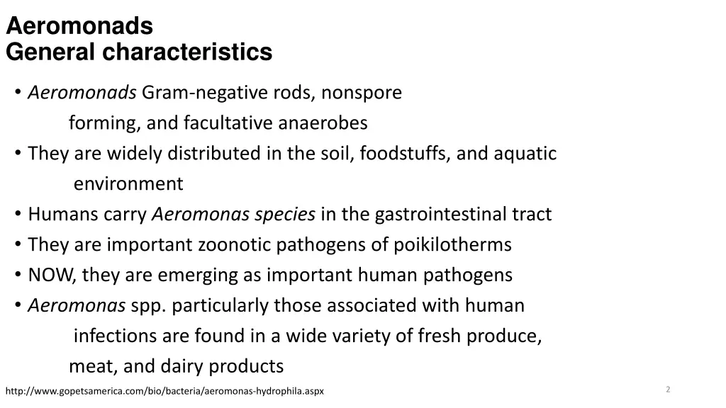 aeromonads general characteristics