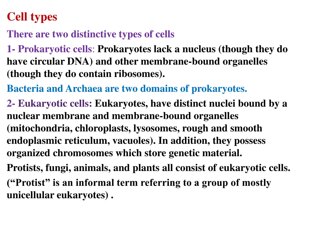 cell types there are two distinctive types