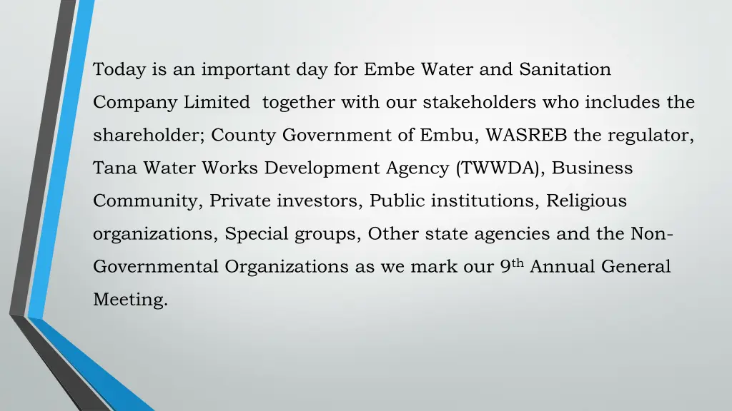 today is an important day for embe water