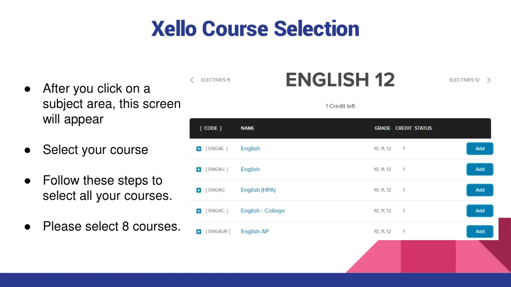 xello course selection