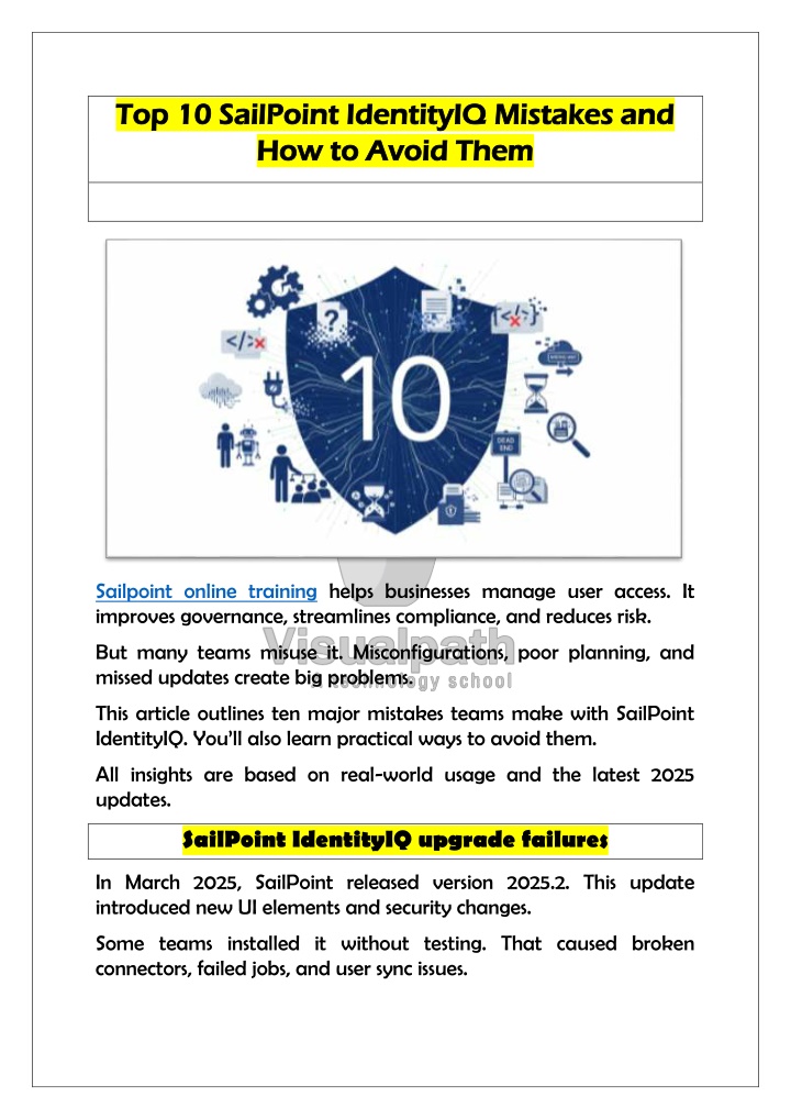 top 10 sailpoint identityiq mistakes