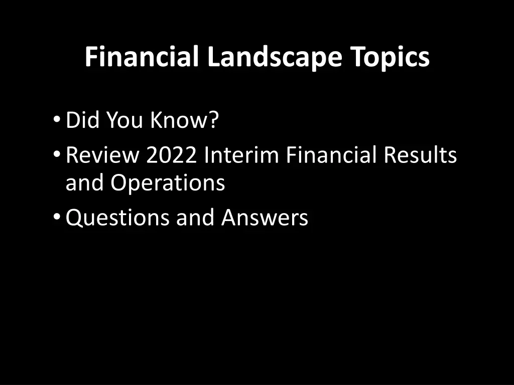 financial landscape topics