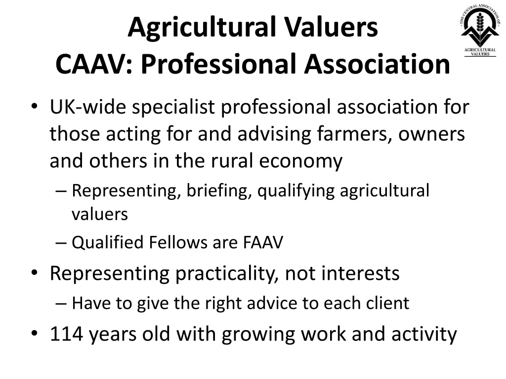 agricultural valuers caav professional association