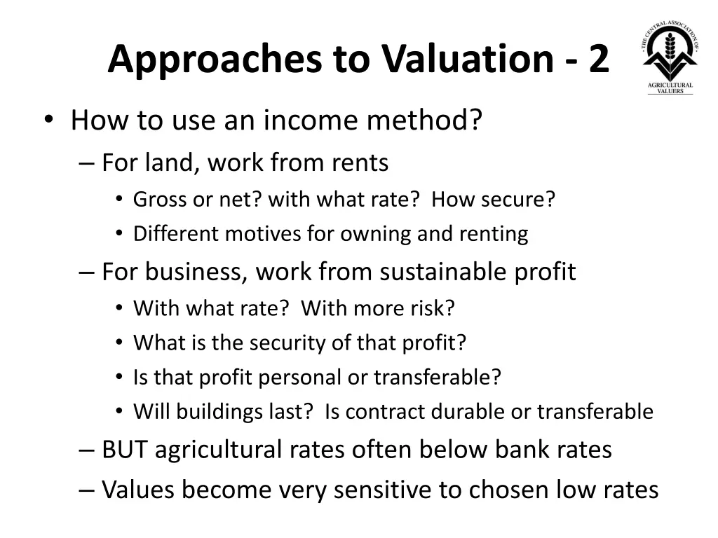 approaches to valuation 2