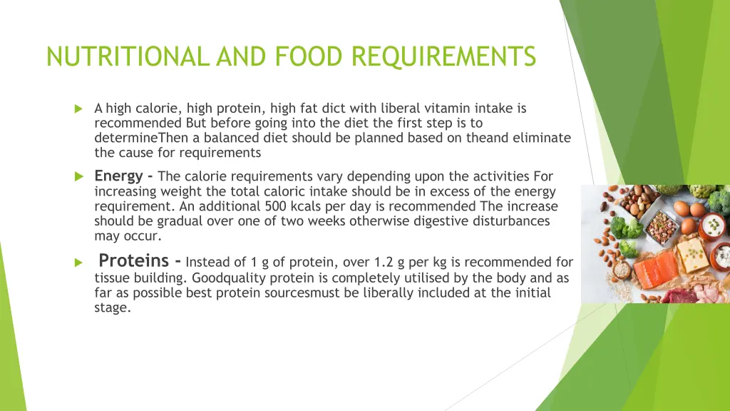 nutritional and food requirements