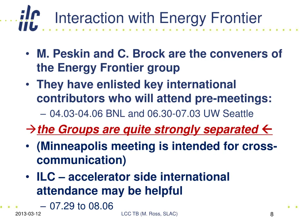 interaction with energy frontier
