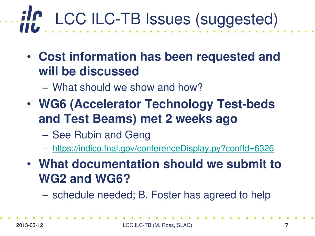 lcc ilc tb issues suggested