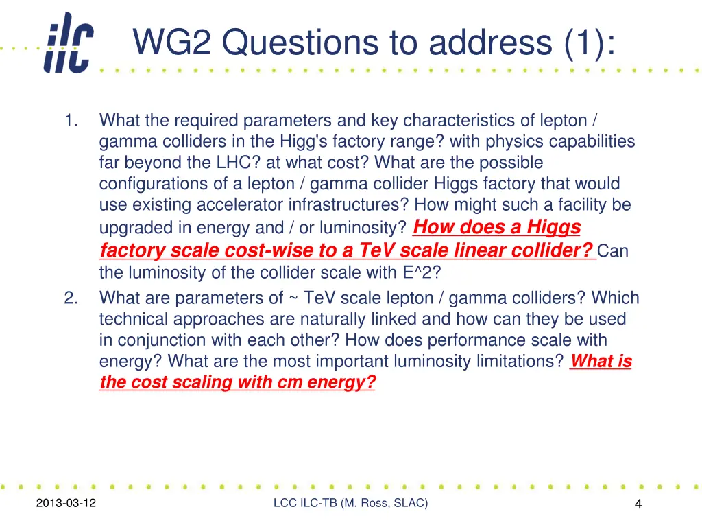 wg2 questions to address 1