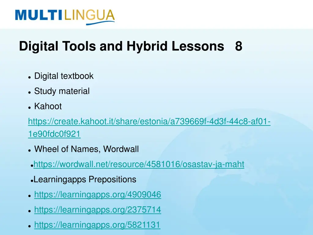 digital tools and hybrid lessons 8
