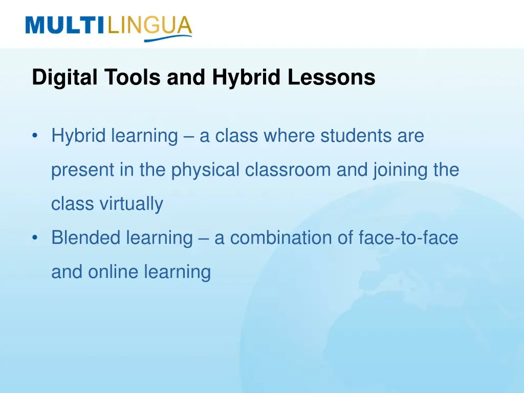 digital tools and hybrid lessons